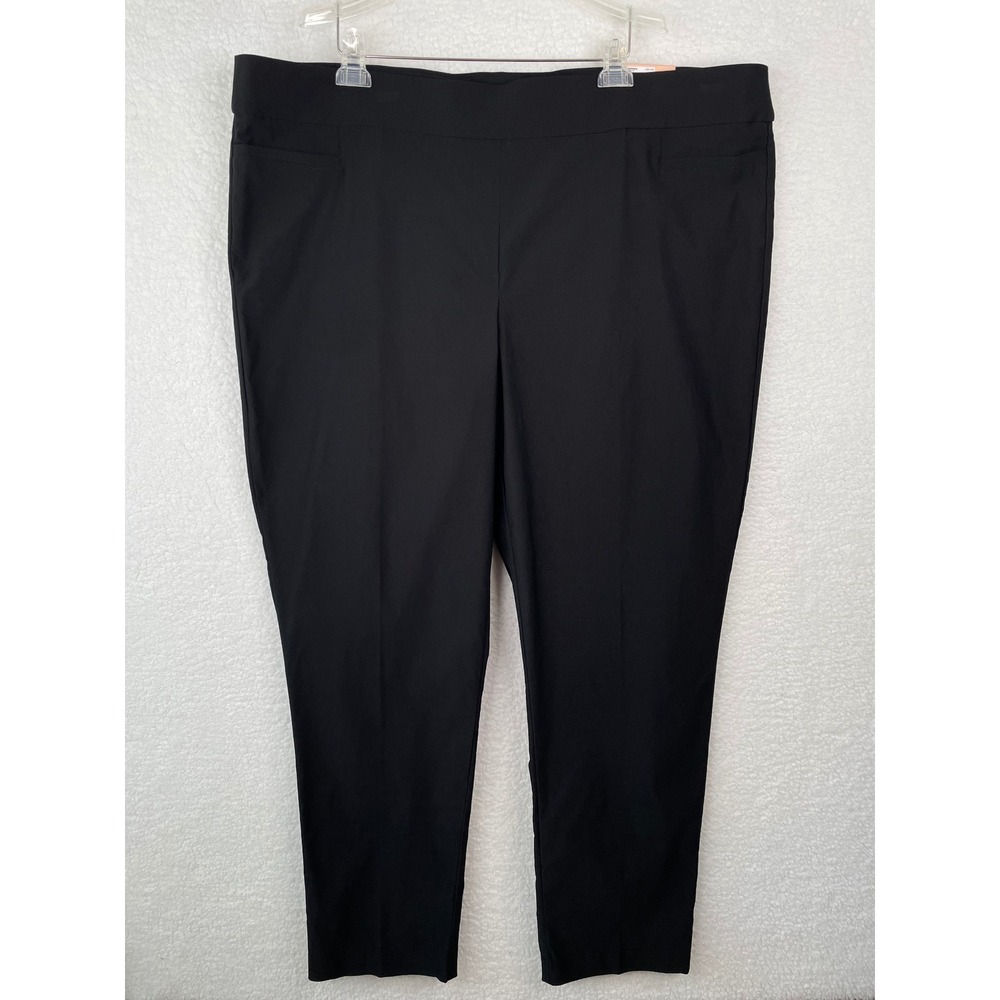 Evri Womens Plus Size 24W Straight Leg Pants Mineral Black Stretch Mid Rise New
